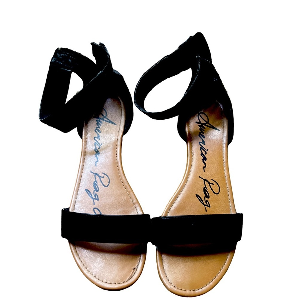 American‎ Rag Cie Black Flat with Strappy Heel, Size 10, USED GOOD CONDITION